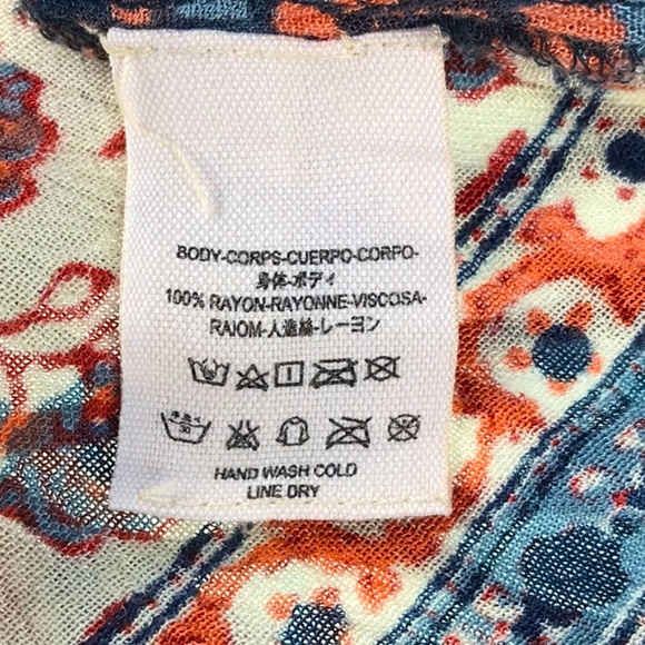 Free People Caravan Patchwork Printed Button Front Rayon Blouse Size Medium - Picture 11 of 15